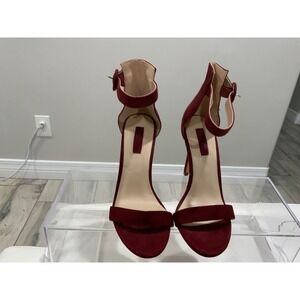 Burgundy Suede Ankle Strap Stiletto Heels Women's Size 5.5